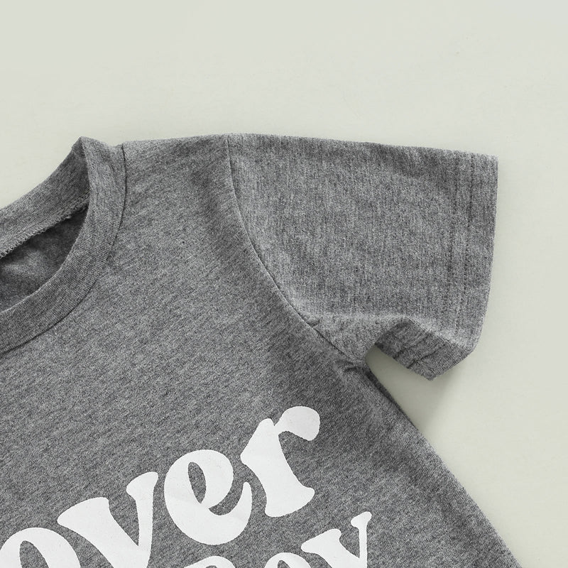 Baby Boy Short Sleeve Monogram Print T-shirt Gray Summer Clothing Set